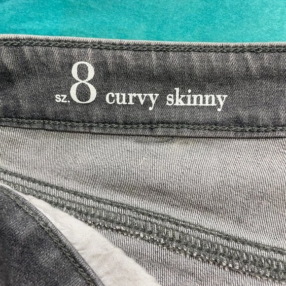 Loft Outlet Women's Sz 8 Curvy Skinny Grey Wash Jean Tapered Stretch Cotton Blnd - Picture 3 of 12